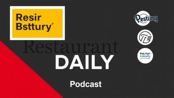 Modern podcast cover with bold design for restaurant strategies.