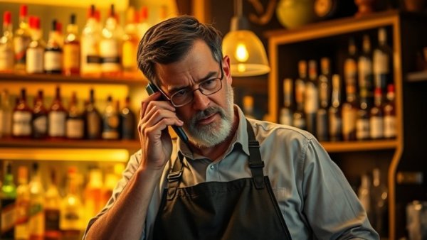 Bar manager focused on paperwork, ensuring no ghosting in hospitality hiring.