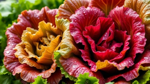 Close-up of fresh lettuce leaves with water droplets, lettuce recall context.