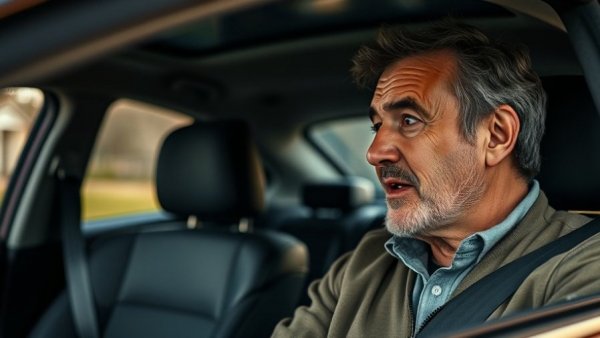 Middle-aged man discussing mindset shift for success in a car.