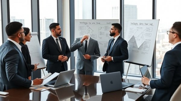 Corporate team discussing strategy in modern office to add a state to your corporation.