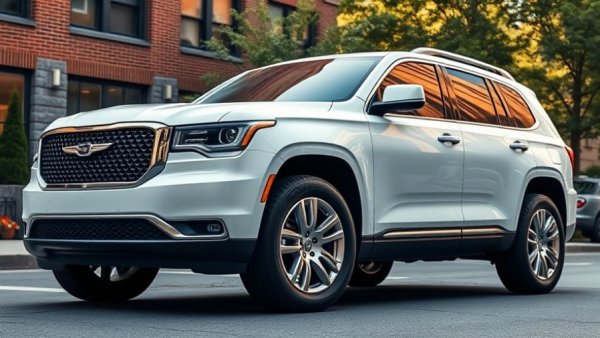 White Chrysler SUV parked outdoors, related to Chrysler vehicle seat belt recall.