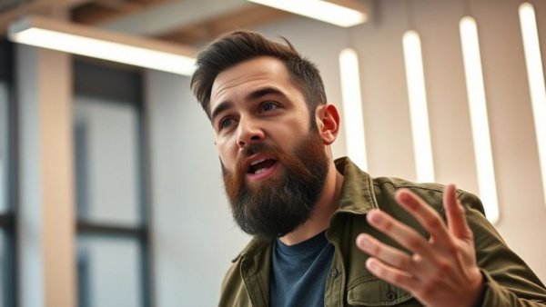 Man discussing strategies in a studio on how to close 90% of supplement sales.