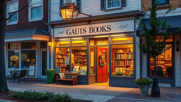 Charmingly lit small-town bookstore for franchise success