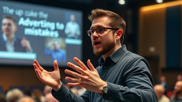 Dynamic speaker highlighting opportunity for businesses on social media.