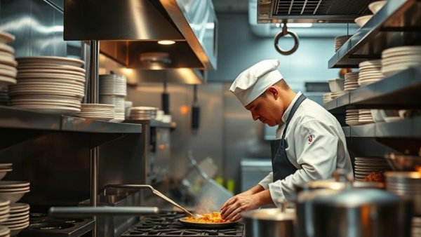 Professional chef maximizing kitchen productivity with multi-purpose equipment