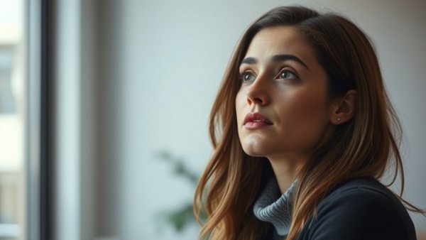Pensive woman contemplating CRM best practices for real estate agents