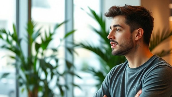 Man discussing business growth strategies indoors.
