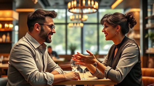 Two people discussing restaurant expansion strategies at a table.