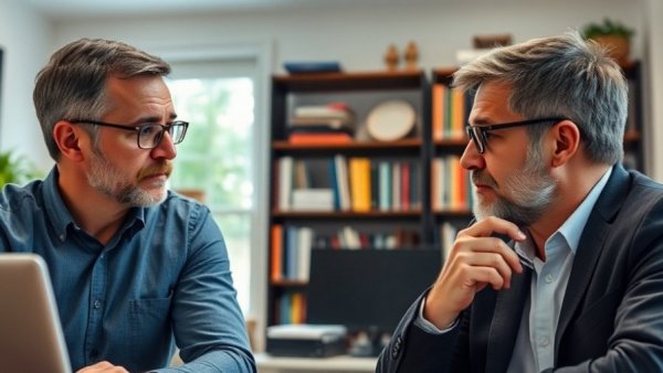 Two men in a virtual meeting discussing SEO for veterinary clinics