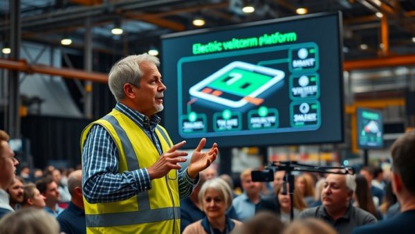 Speaker discusses EV platform at Detroit automakers event.