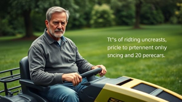 Man on a lawnmower discussing how to price your lawn mowing services.