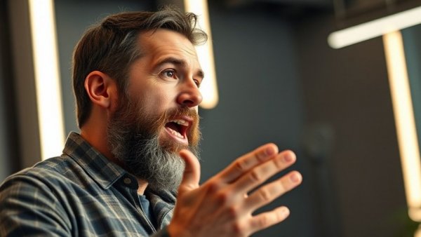 Man discussing $100 million vibe-coded business in a modern studio