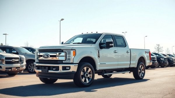 Ford Super Duty trucks at dealership amid headlight recall.