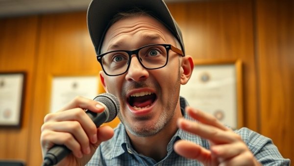 Man speaking passionately about veterinary practice ownership happiness.