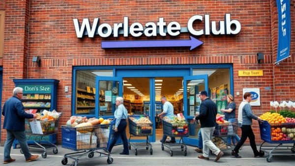 Customers experiencing fresh food shopping convenience at a wholesale club.