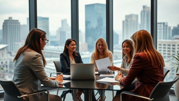 Office meeting discussing employee performance evaluation examples.
