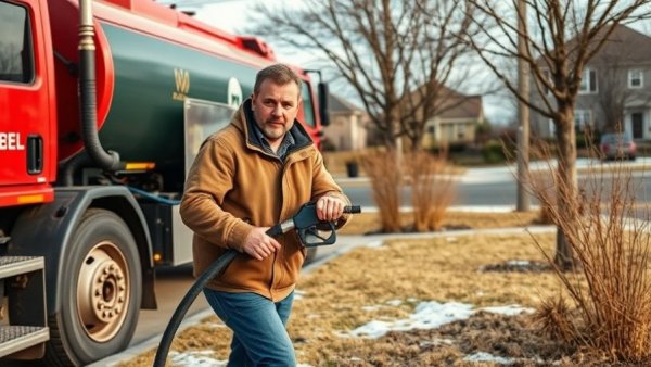 Fuel delivery impacting Americans heating costs this winter in suburban area.