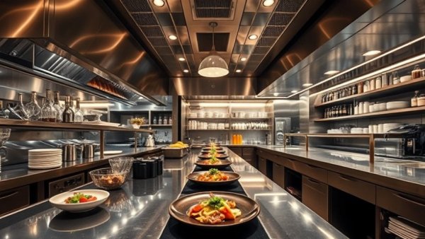 Complexity in restaurant operations illustrated by a modern kitchen.