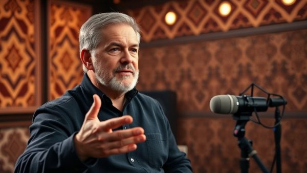 Mature man in studio discussing search everywhere optimization