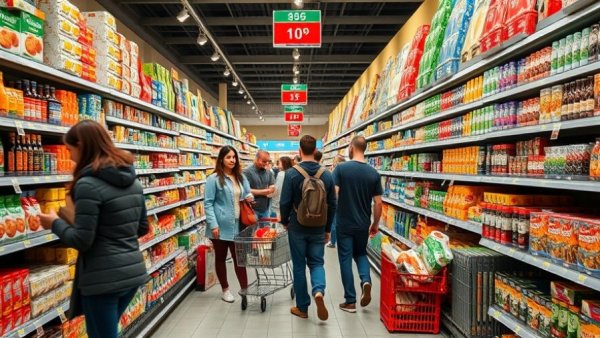 Shoppers navigating grocery store aisle amid Consumer Price Index Inflation September.