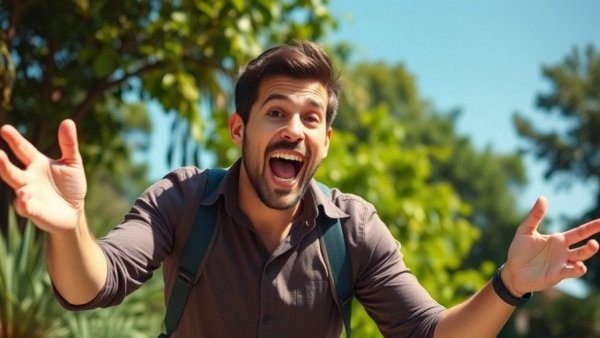Expressive speaker discussing upcoming trends in the lawncare industry outdoors