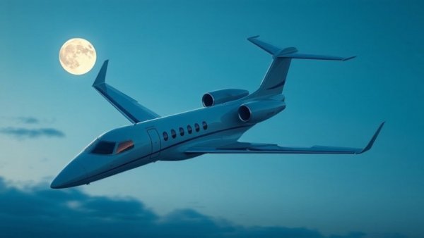Bombardier US investment: sleek jet in flight with moon backdrop