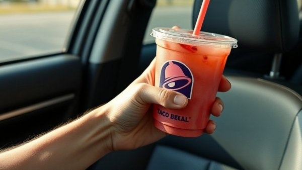 Taco Bell's new refresca held in car.