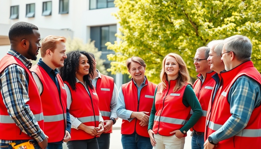Group discussing home improvement services outdoors.