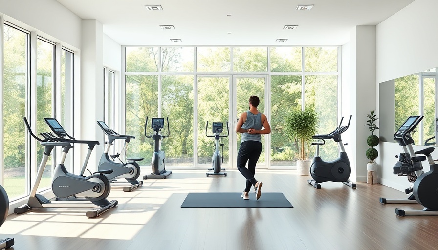 Modern gym with Quilt Mini Split unit and exercise equipment.