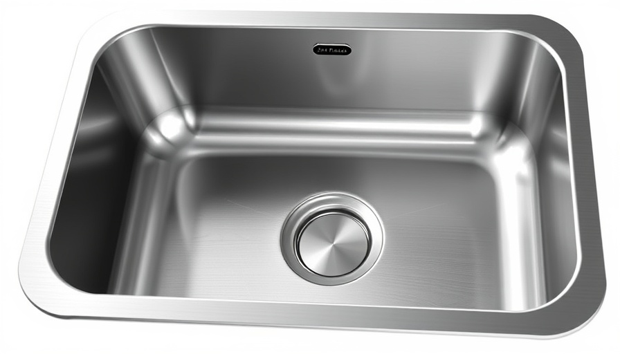 Sleek modern handmade kitchen sink in stainless steel.