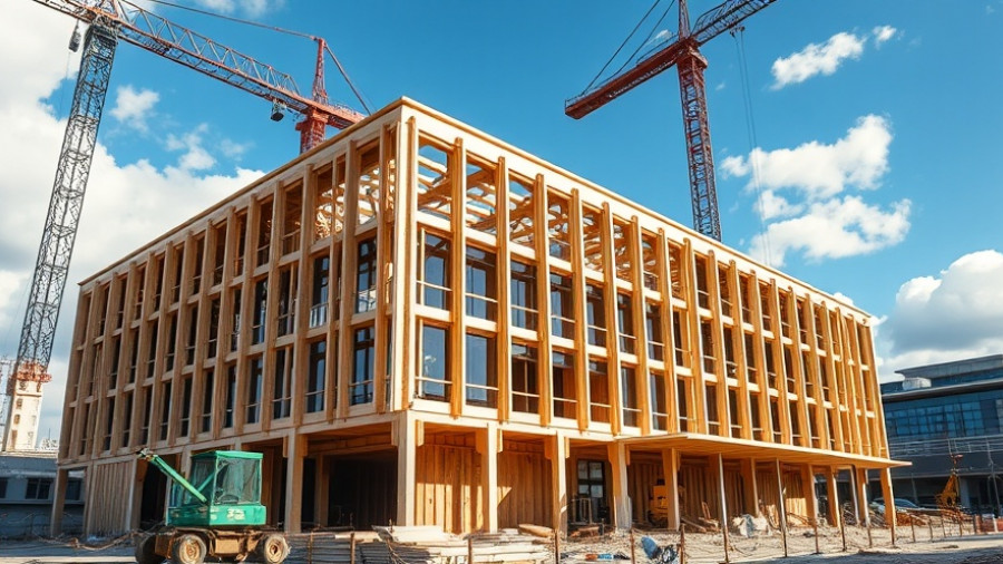 Modern mass timber construction site for home remodeling service.