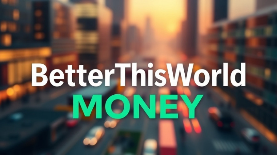 BetterThisWorld Money text with bokeh cityscape background.