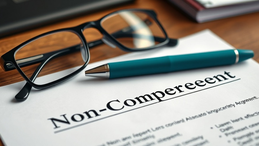 Chiropractic non-compete agreement with pen and glasses on desk.