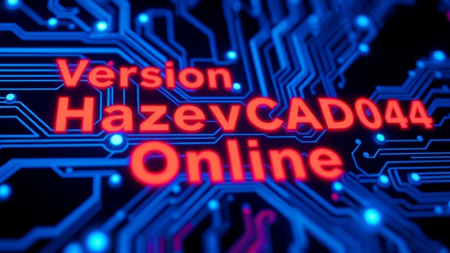 Futuristic Hazevecad04 Online CAD Design circuit board layout with glowing elements.