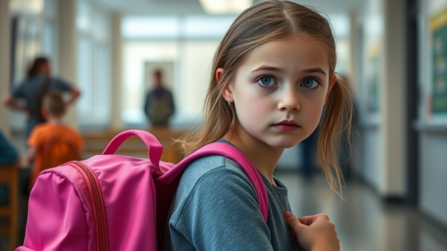 Chiropractic care for back pain awareness with young girl at school.