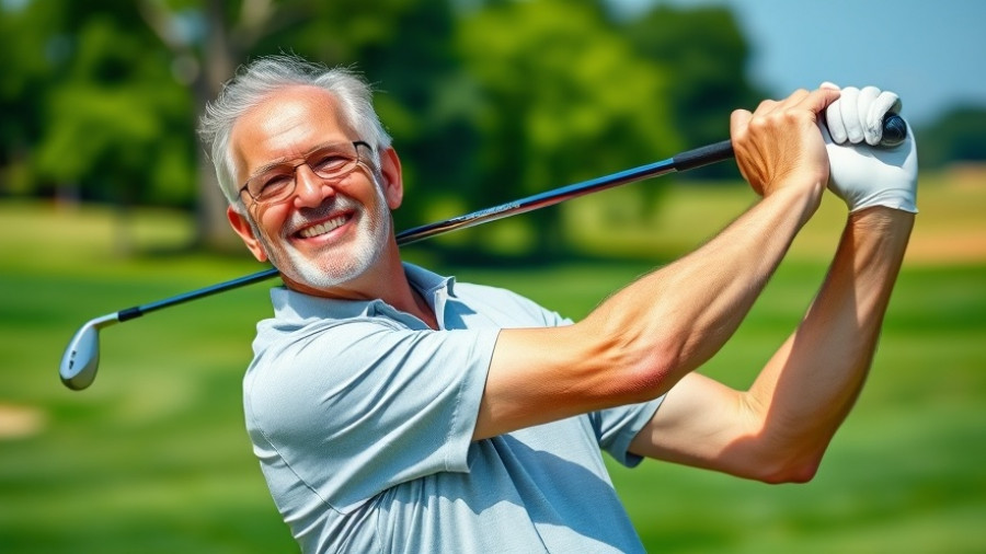 Older golfer enjoying a swing, TPI certification for golf improvement scene.