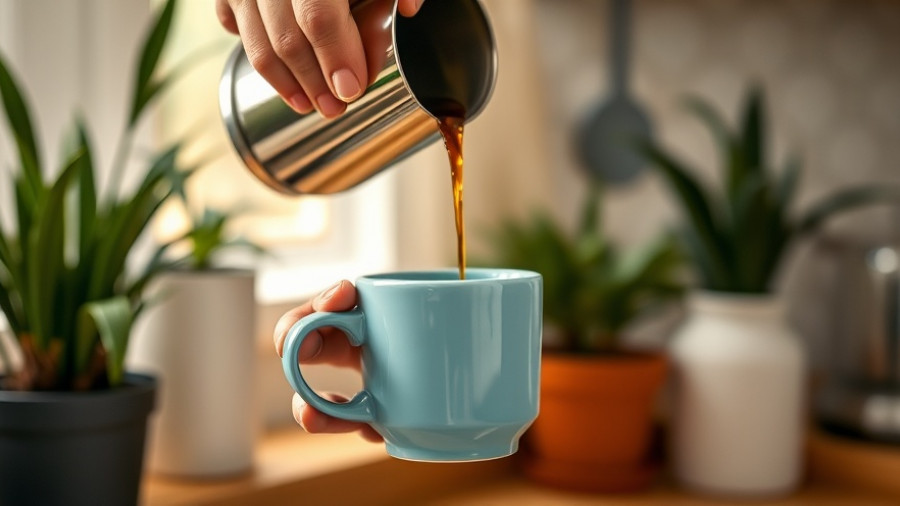 Hands brewing pour over coffee at home using Chemex.