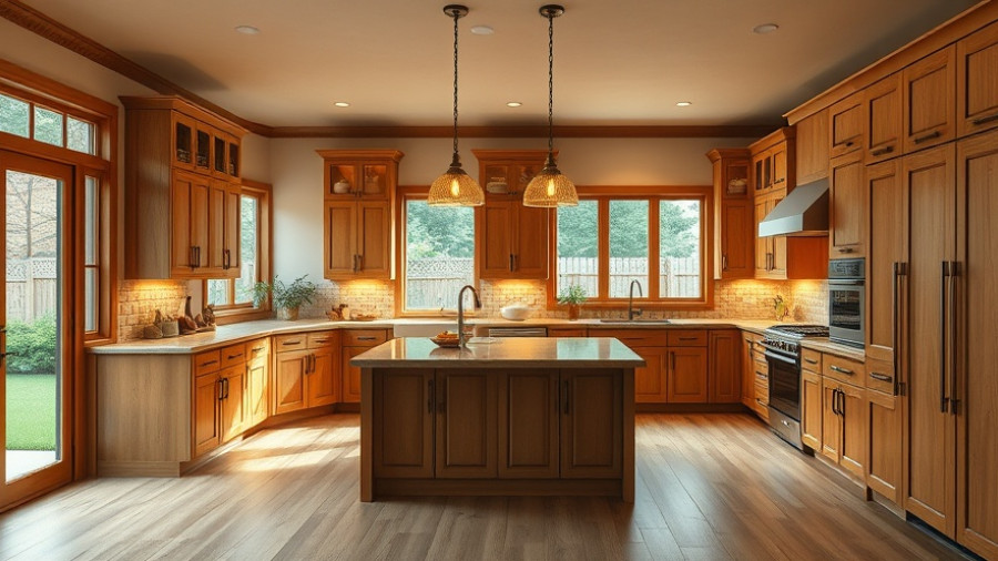 Warm kitchen with wooden cabinets and island, realistic budget for kitchen remodel.