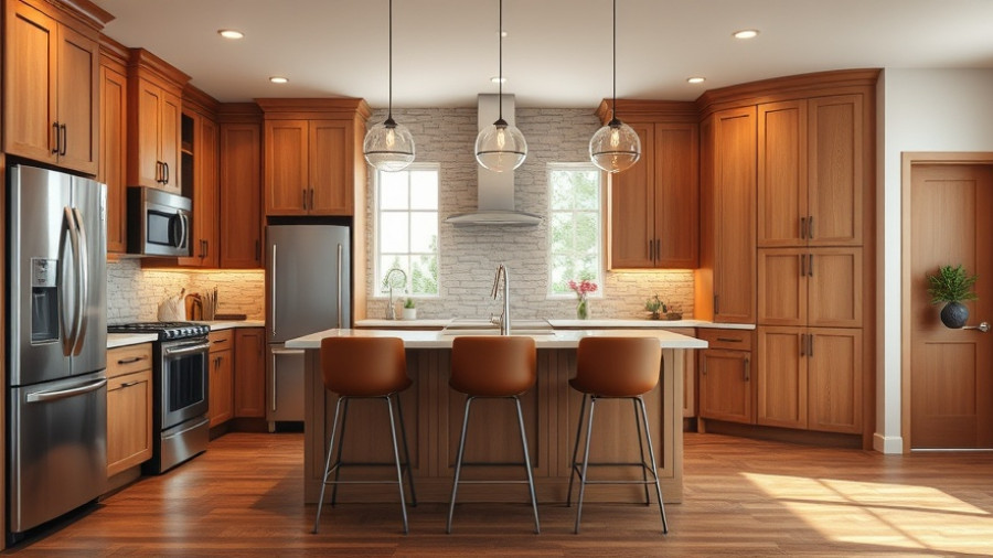 Cozy kitchen remodel showcasing wooden cabinetry and modern appliances.