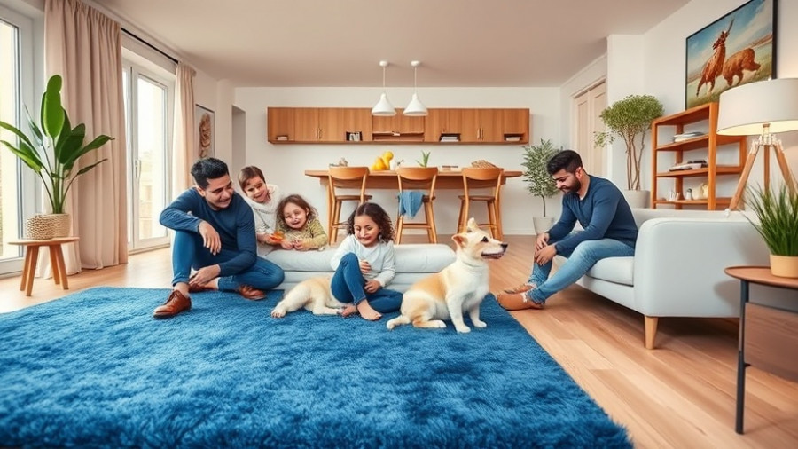 Modern child-friendly home design with family in a cozy living room.