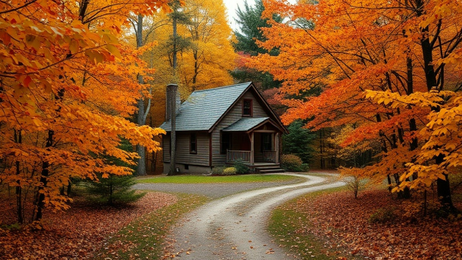 Autumn scenery at Bovina Farm and Fermentory with a small house.