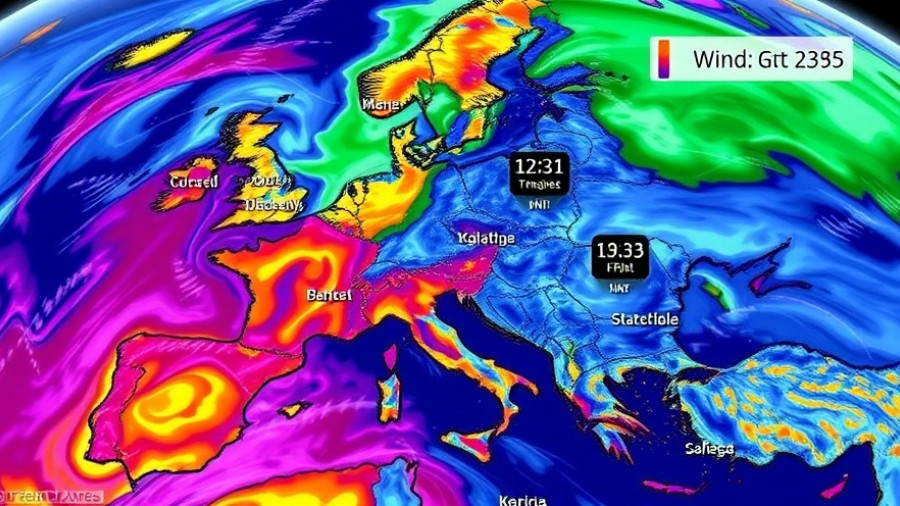 Colorful wind map showing forecast gusts; Wind Alerts and Forecasts.