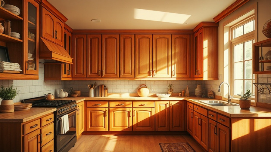 Pre-remodel kitchen with wooden cabinets, warm ambiance.