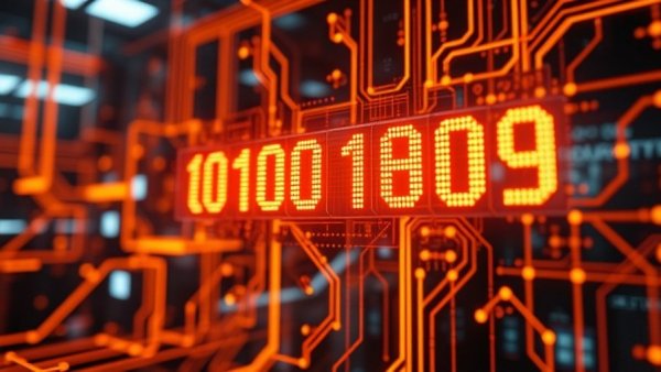 Futuristic digital display with identifier in software projects.