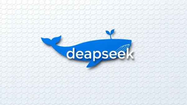 DeepSeekPlay.com features and benefits logo on hexagonal background.