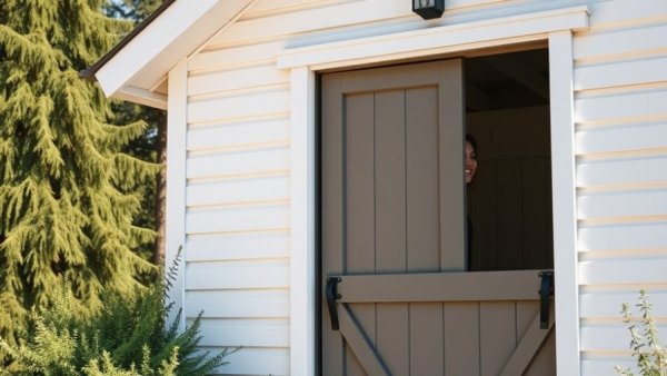 White building showcasing sliding train rack door solutions.