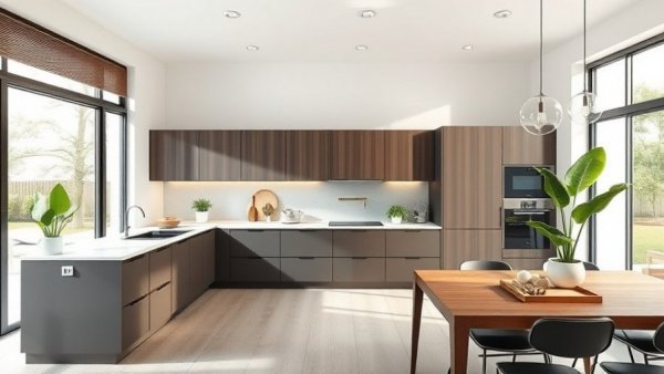 Modern kitchen design featuring sleek cabinets and contemporary styling, ideal for kitchen remodeling inspiration.