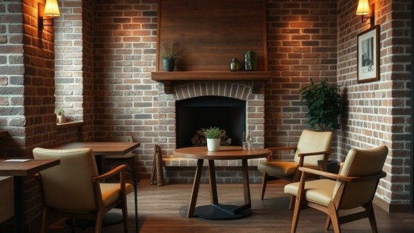 Rustic chic dining room design inspiration with a cozy fireplace.