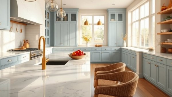 Unique home design ideas: Modern rustic kitchen with marble.